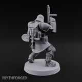 Gun Up Finger Pointing Human Combat Engineer Miniature for Dungeons and Dragons, Pathfinder or other TTRPGs