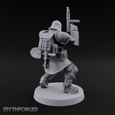 Gun Up Finger Pointing Human Combat Engineer Miniature for Dungeons and Dragons, Pathfinder or other TTRPGs