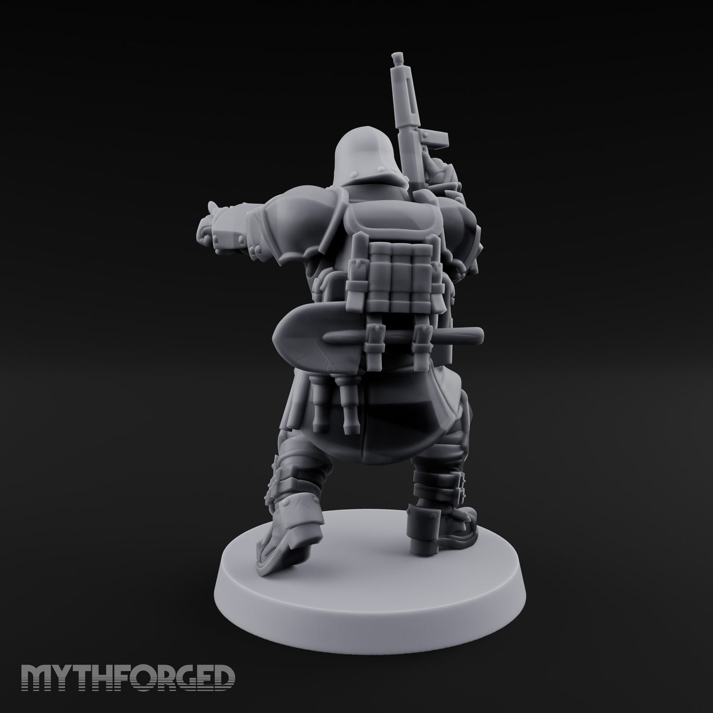 Gun Up Finger Pointing Human Combat Engineer Miniature for Dungeons and Dragons, Pathfinder or other TTRPGs