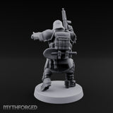 Gun Up Finger Pointing Human Combat Engineer Miniature for Dungeons and Dragons, Pathfinder or other TTRPGs