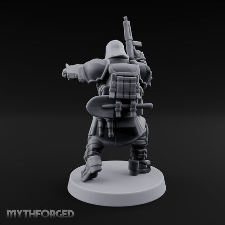 Gun Up Finger Pointing Human Combat Engineer Miniature for Dungeons and Dragons, Pathfinder or other TTRPGs