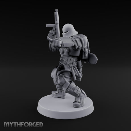 Gun Up Finger Pointing Human Combat Engineer Miniature for Dungeons and Dragons, Pathfinder or other TTRPGs
