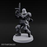 Gun Up Finger Pointing Human Combat Engineer Miniature for Dungeons and Dragons, Pathfinder or other TTRPGs