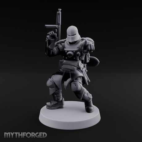 Gun Up Finger Pointing Human Combat Engineer Miniature for Dungeons and Dragons, Pathfinder or other TTRPGs