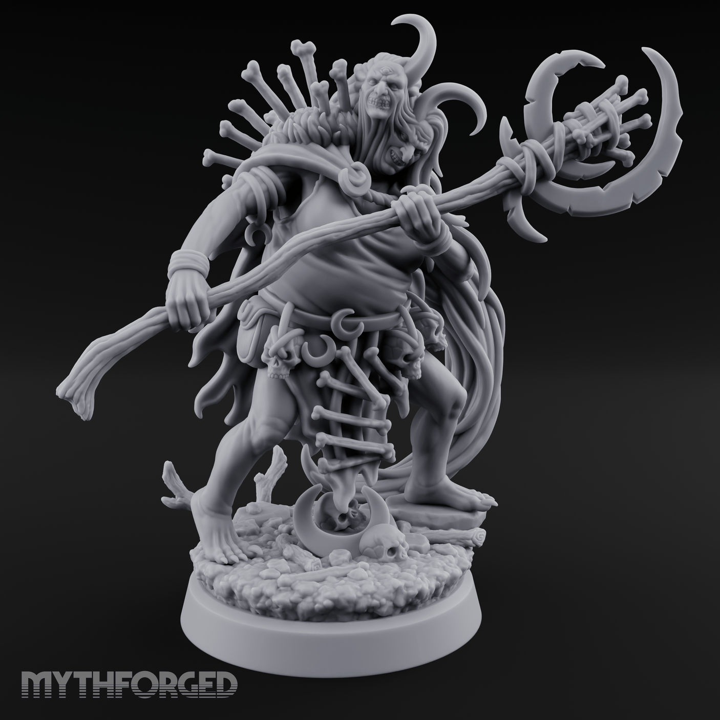 Tentacle Crowned Scepter Wielding Hag Bone Witch Miniature for Dungeons and Dragons, Pathfinder or other TTRPGs