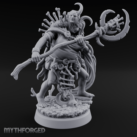 Tentacle Crowned Scepter Wielding Hag Bone Witch Miniature for Dungeons and Dragons, Pathfinder or other TTRPGs