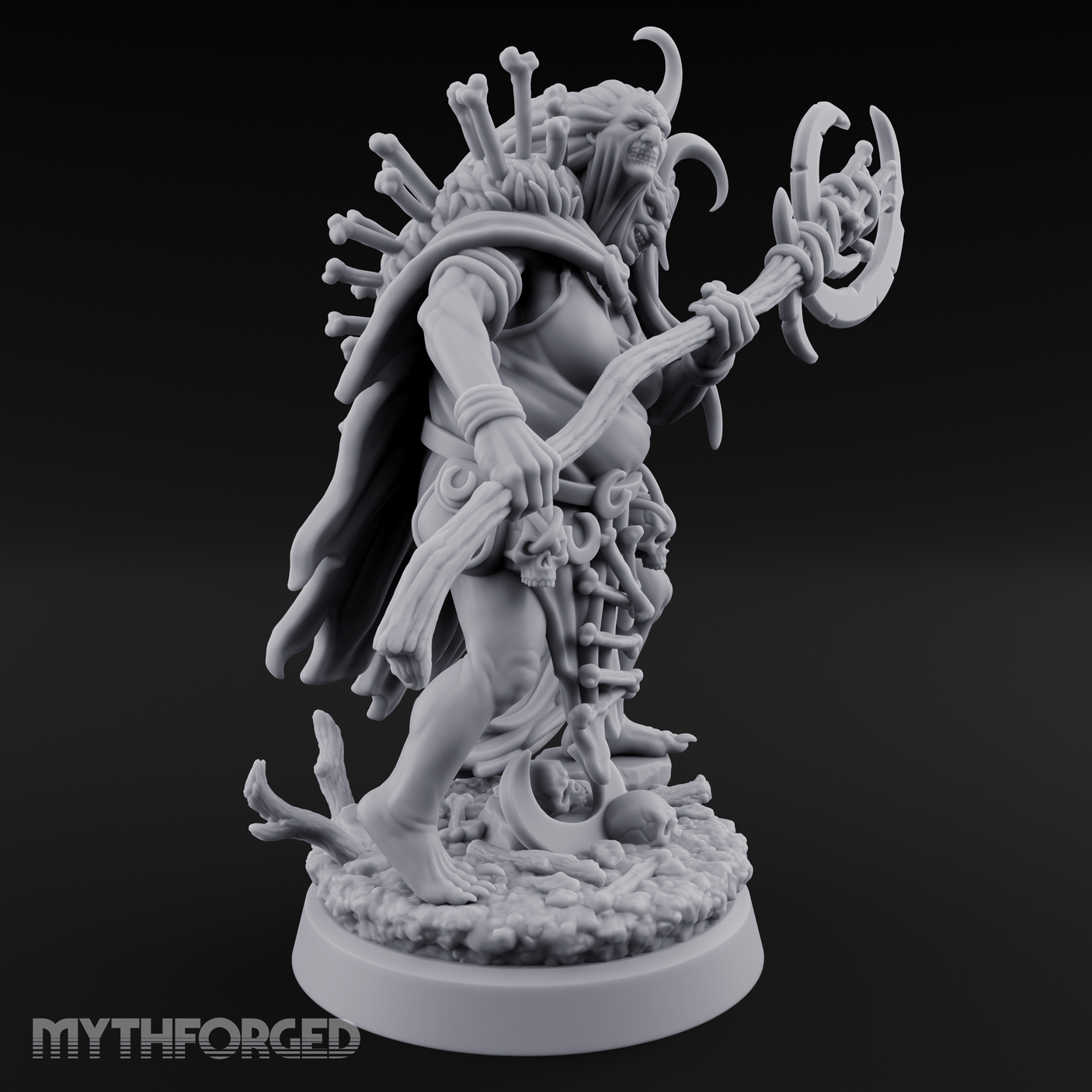 Tentacle Crowned Scepter Wielding Hag Bone Witch Miniature for Dungeons and Dragons, Pathfinder or other TTRPGs