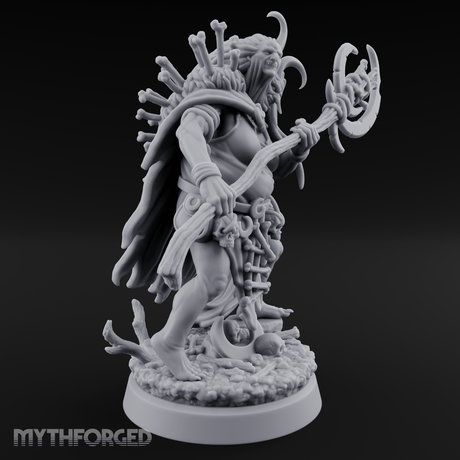 Tentacle Crowned Scepter Wielding Hag Bone Witch Miniature for Dungeons and Dragons, Pathfinder or other TTRPGs