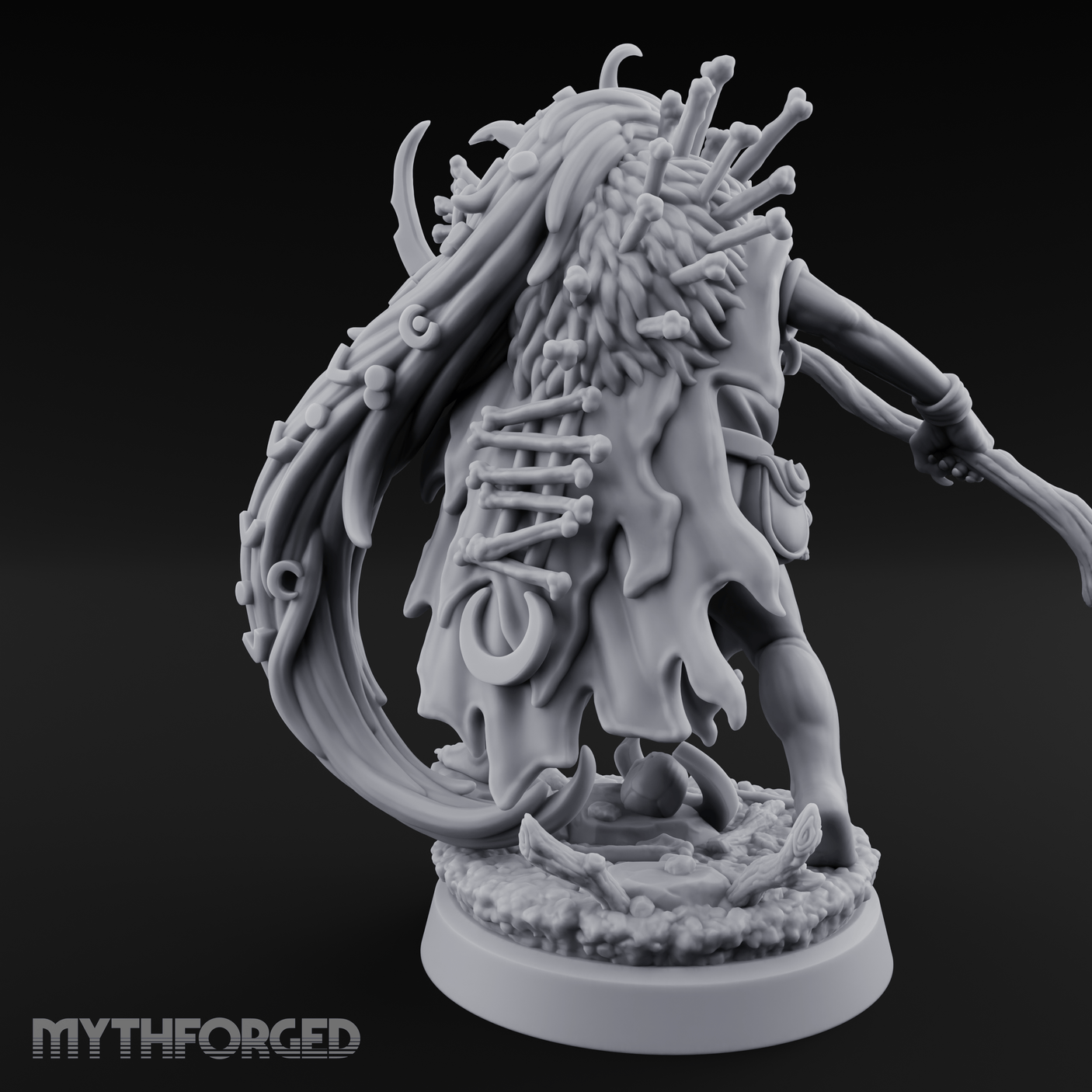 Tentacle Crowned Scepter Wielding Hag Bone Witch Miniature for Dungeons and Dragons, Pathfinder or other TTRPGs