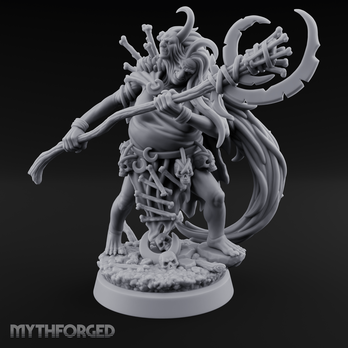 Tentacle Crowned Scepter Wielding Hag Bone Witch Miniature for Dungeons and Dragons, Pathfinder or other TTRPGs