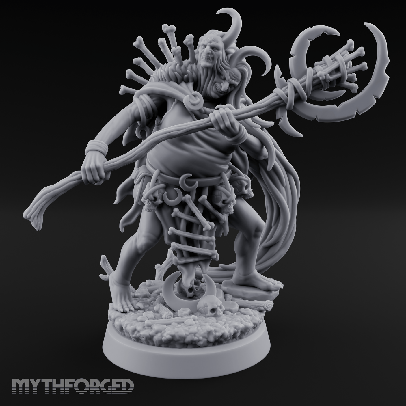 Tentacle Crowned Scepter Wielding Hag Bone Witch Miniature for Dungeons and Dragons, Pathfinder or other TTRPGs