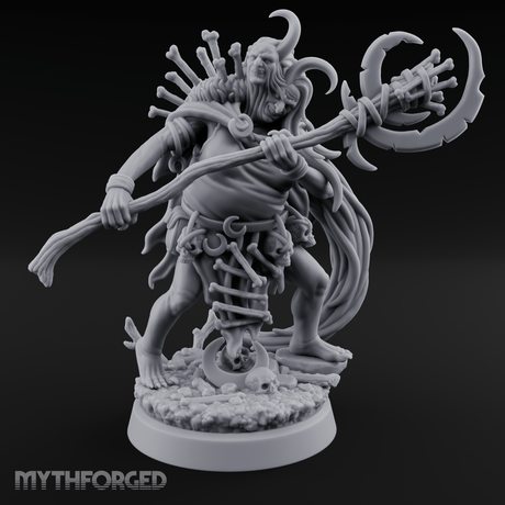 Tentacle Crowned Scepter Wielding Hag Bone Witch Miniature for Dungeons and Dragons, Pathfinder or other TTRPGs
