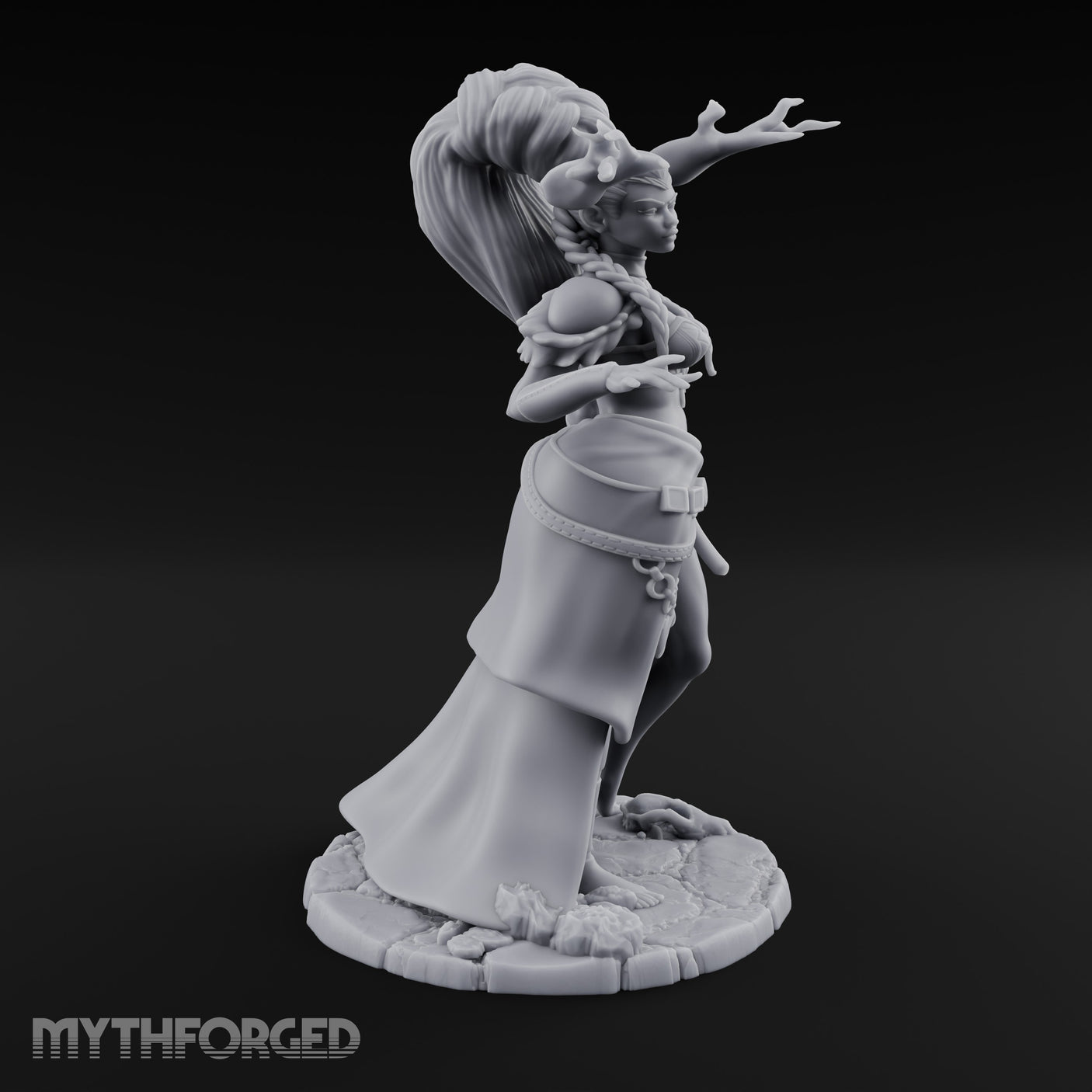 Hair Whipping Human Sorceress Miniature for Dungeons and Dragons, Pathfinder or other TTRPGs