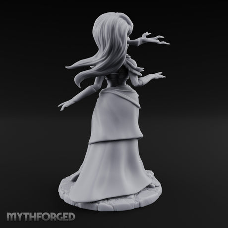 Hair Whipping Human Sorceress Miniature for Dungeons and Dragons, Pathfinder or other TTRPGs