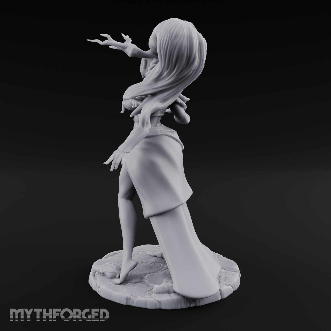 Hair Whipping Human Sorceress Miniature for Dungeons and Dragons, Pathfinder or other TTRPGs