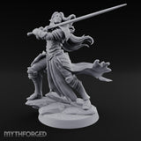Hair Whipping Sword Raised Elf Swordmaster Miniature for Dungeons and Dragons, Pathfinder or other TTRPGs