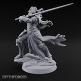 Hair Whipping Sword Raised Elf Swordmaster Miniature for Dungeons and Dragons, Pathfinder or other TTRPGs