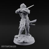 Hair Whipping Sword Raised Elf Swordmaster Miniature for Dungeons and Dragons, Pathfinder or other TTRPGs