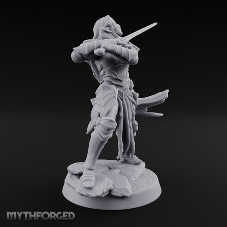 Hair Whipping Sword Raised Elf Swordmaster Miniature for Dungeons and Dragons, Pathfinder or other TTRPGs