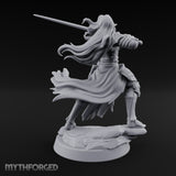 Hair Whipping Sword Raised Elf Swordmaster Miniature for Dungeons and Dragons, Pathfinder or other TTRPGs