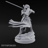 Hair Whipping Sword Raised Elf Swordmaster Miniature for Dungeons and Dragons, Pathfinder or other TTRPGs