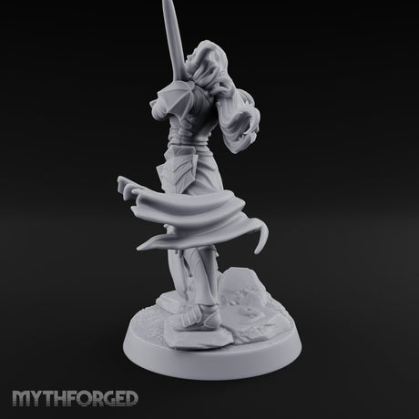Hair Whipping Sword Raised Elf Swordmaster Miniature for Dungeons and Dragons, Pathfinder or other TTRPGs