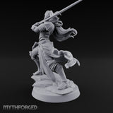 Hair Whipping Sword Raised Elf Swordmaster Miniature for Dungeons and Dragons, Pathfinder or other TTRPGs
