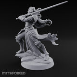 Hair Whipping Sword Raised Elf Swordmaster Miniature for Dungeons and Dragons, Pathfinder or other TTRPGs