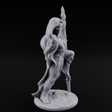 Smirking Spear Leaner Elf Tribeswoman Miniature for Dungeons and Dragons, Pathfinder or other TTRPGs
