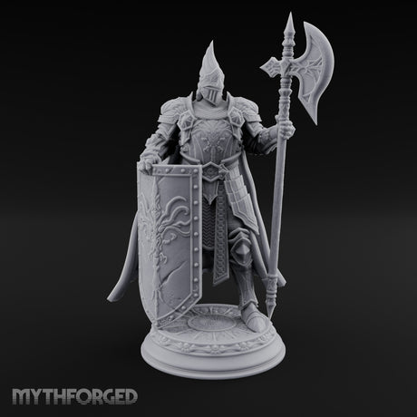 Halberd Hoisting Shield Bearing Human Knight — 32mm