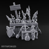 Halberd-Jutting Crossbow-Fronted Adventurer's Weapon Display Stall Miniature for Dungeons and Dragons, Pathfinder or other TTRPGs