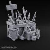 Halberd-Jutting Crossbow-Fronted Adventurer's Weapon Display Stall Miniature for Dungeons and Dragons, Pathfinder or other TTRPGs