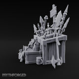 Halberd-Jutting Crossbow-Fronted Adventurer's Weapon Display Stall Miniature for Dungeons and Dragons, Pathfinder or other TTRPGs
