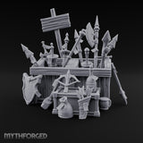 Halberd-Jutting Crossbow-Fronted Adventurer's Weapon Display Stall Miniature for Dungeons and Dragons, Pathfinder or other TTRPGs