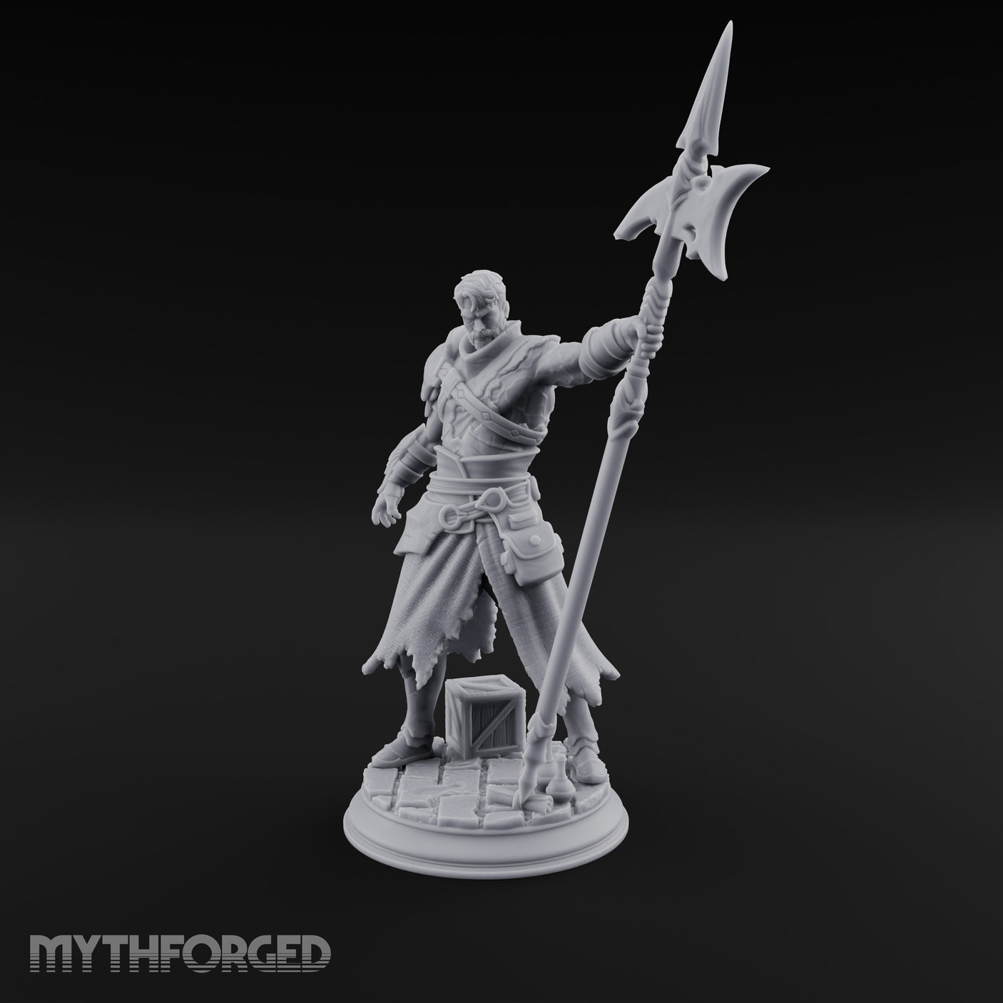 Halberd Leaning Human Warrior Miniature for Dungeons and Dragons, Pathfinder or other TTRPGs