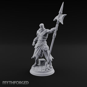 Halberd Leaning Human Warrior Miniature for Dungeons and Dragons, Pathfinder or other TTRPGs
