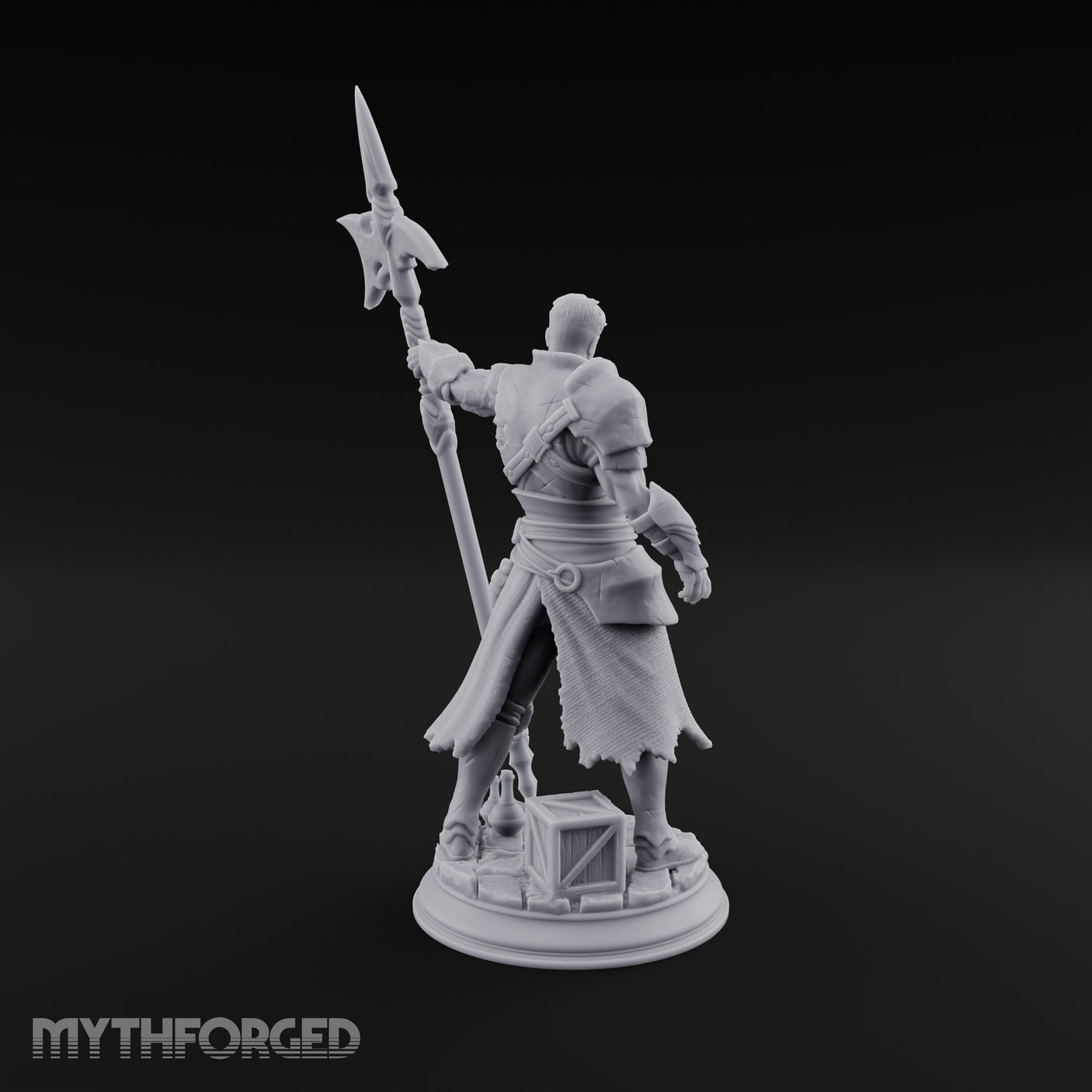 Halberd Leaning Human Warrior Miniature for Dungeons and Dragons, Pathfinder or other TTRPGs