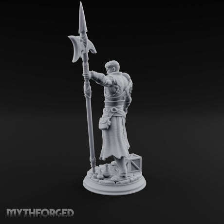 Halberd Leaning Human Warrior Miniature for Dungeons and Dragons, Pathfinder or other TTRPGs