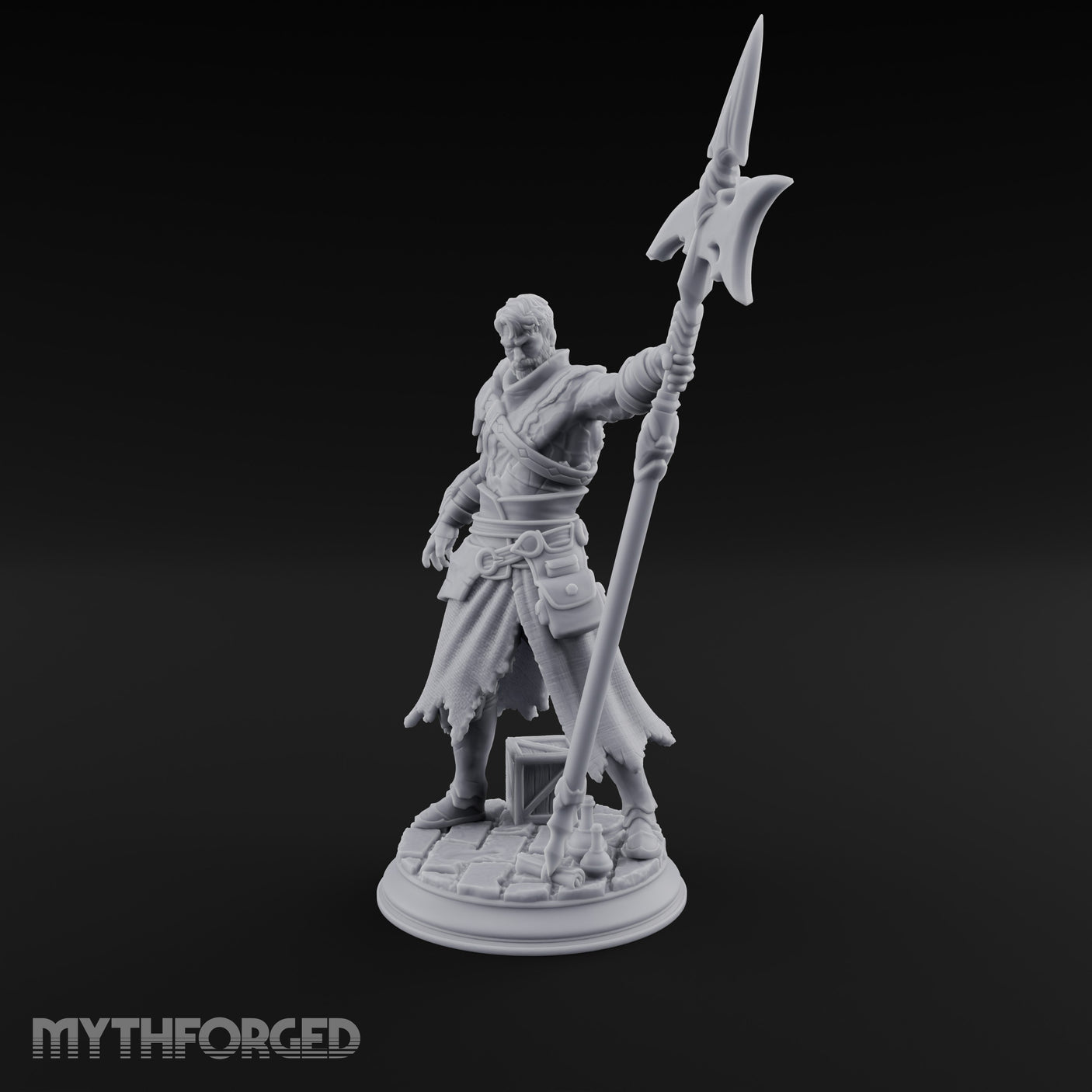 Halberd Leaning Human Warrior Miniature for Dungeons and Dragons, Pathfinder or other TTRPGs