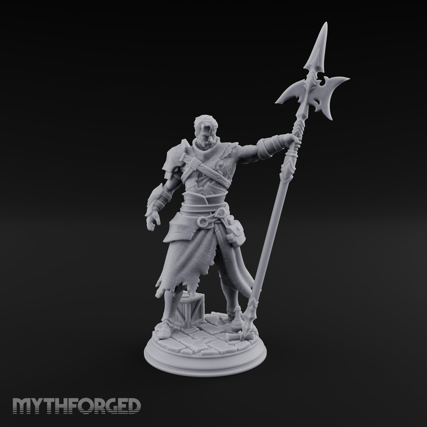 Halberd Leaning Human Warrior Miniature for Dungeons and Dragons, Pathfinder or other TTRPGs