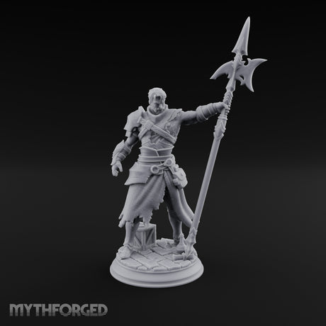 Halberd Leaning Human Warrior Miniature for Dungeons and Dragons, Pathfinder or other TTRPGs