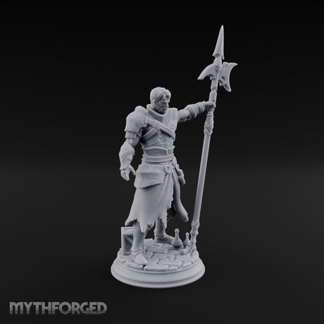 Halberd Leaning Human Warrior Miniature for Dungeons and Dragons, Pathfinder or other TTRPGs