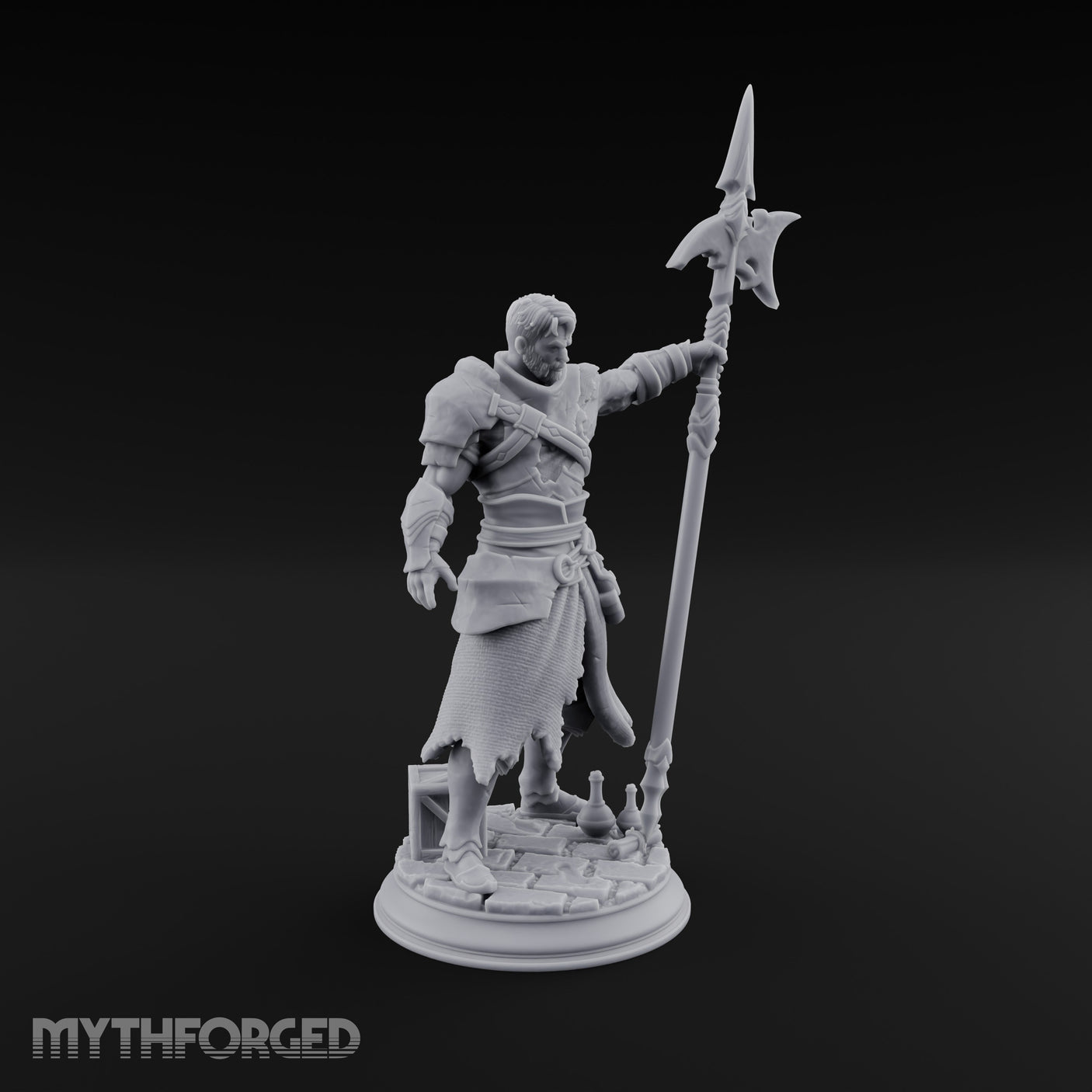 Halberd Leaning Human Warrior Miniature for Dungeons and Dragons, Pathfinder or other TTRPGs