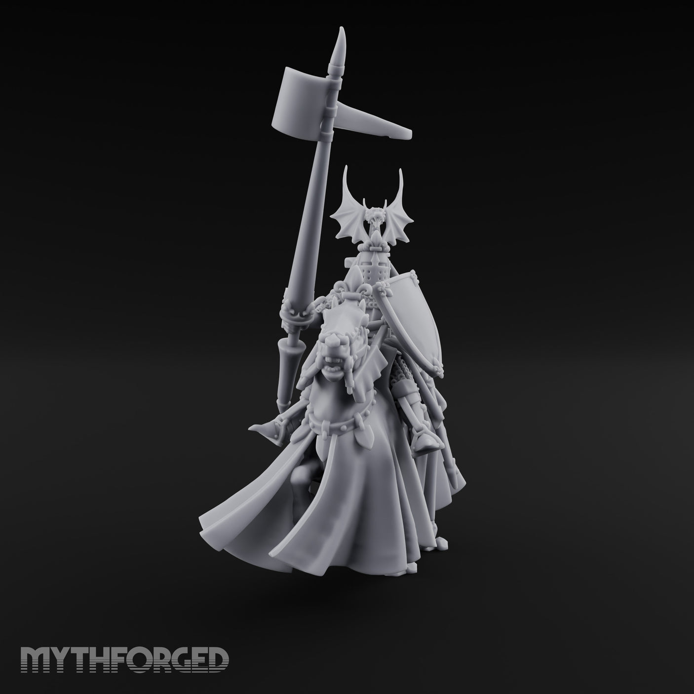 Halberd Raised Dragon Helmed Skeleton Knight Miniature for Dungeons and Dragons, Pathfinder or other TTRPGs