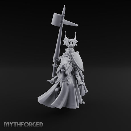 Halberd Raised Dragon Helmed Skeleton Knight Miniature for Dungeons and Dragons, Pathfinder or other TTRPGs