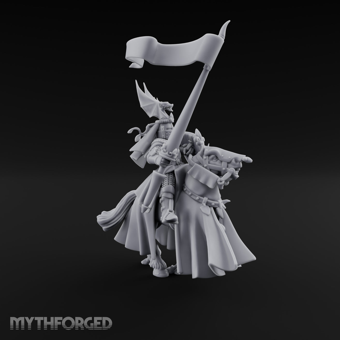 Halberd Raised Dragon Helmed Skeleton Knight Miniature for Dungeons and Dragons, Pathfinder or other TTRPGs