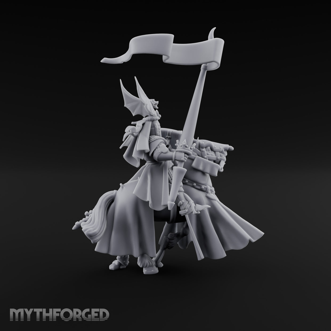 Halberd Raised Dragon Helmed Skeleton Knight Miniature for Dungeons and Dragons, Pathfinder or other TTRPGs