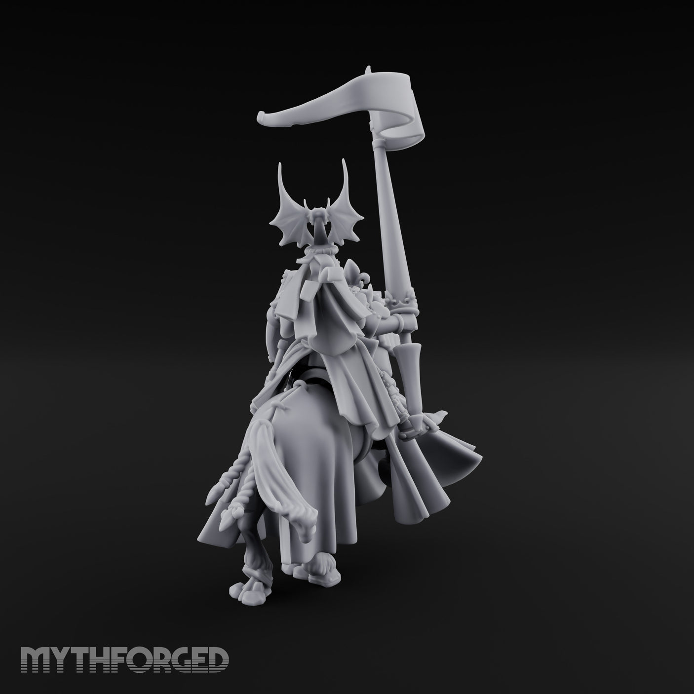Halberd Raised Dragon Helmed Skeleton Knight Miniature for Dungeons and Dragons, Pathfinder or other TTRPGs