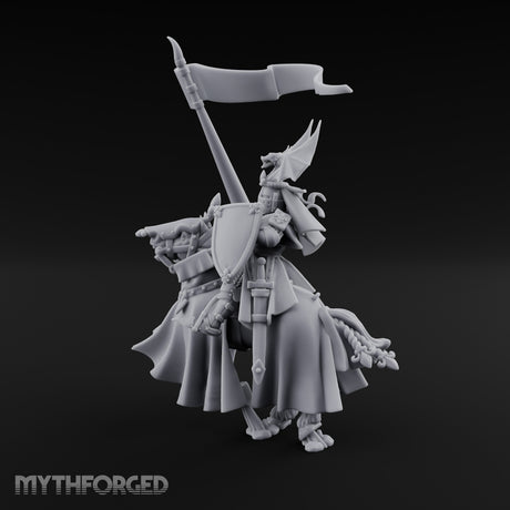 Halberd Raised Dragon Helmed Skeleton Knight Miniature for Dungeons and Dragons, Pathfinder or other TTRPGs