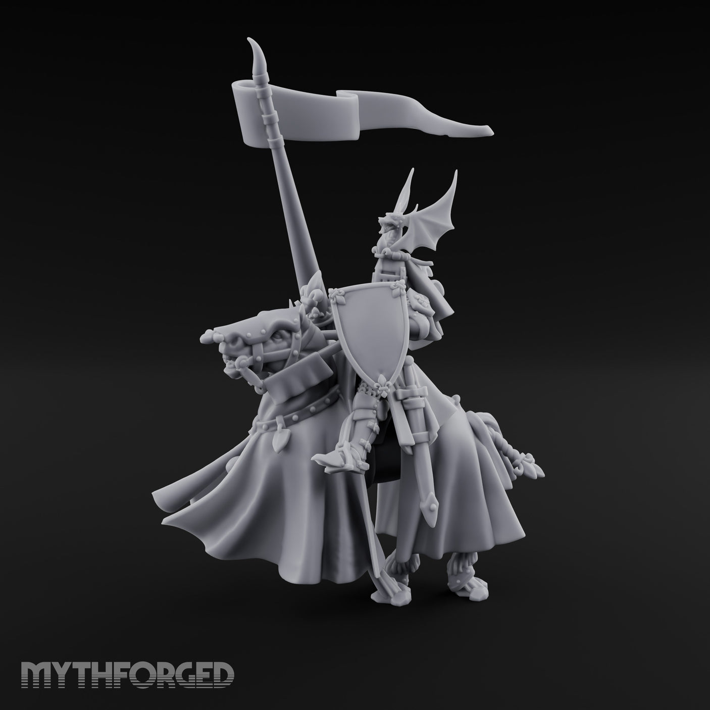 Halberd Raised Dragon Helmed Skeleton Knight Miniature for Dungeons and Dragons, Pathfinder or other TTRPGs